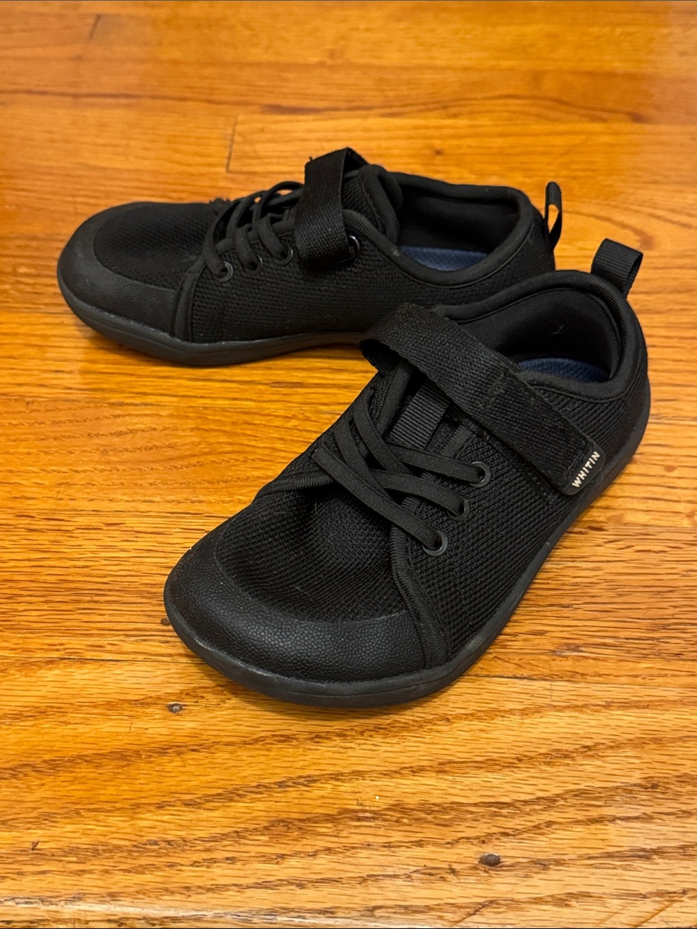 WHITIN Black Kids Lace & Hook-and-Loop Athletic Sneakers Size 2 Kids